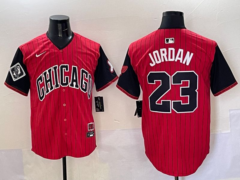 Men Chicago White Sox #23 Jordan Red Stripe Joint Name Nike 2025 MLB Jersey style 42->->
